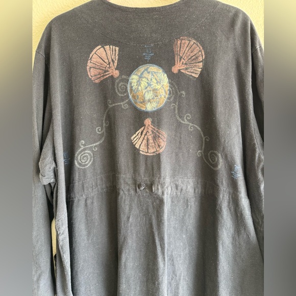 BLUE FISH Lagenlook  Airy Cotton Tie-Back Tunic Top Cover Pockets - Picture 4 of 12